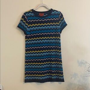Missoni‎ for Target Short Sleeve Dress Blue M Chevron Knit 2010s Casual Twee